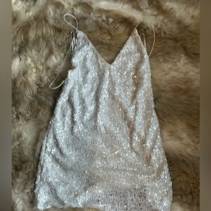 Lulu’s Mini Sequin White Dress Bridal